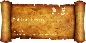 Mehler Ervin névjegykártya
